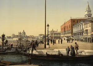 The front of the Doges Palace in Venice around 1850