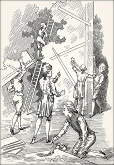 Theater sets are being built, scene from the novel Wilhelm Meister's Apprenticeship