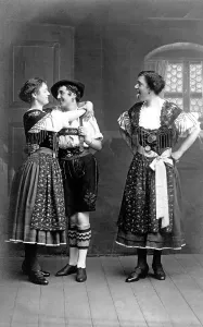 Theatre scene, couple embracing