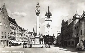 Theresienplatz about 1930 Straubing Lower Bavaria Germany
