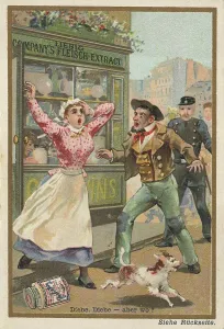 Thieves, thieves, but where?, digitally restored reproduction of a public domain collective picture from ca 1900