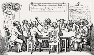 The Thinkers Club, caricature on the Carlsbad Decrees on 20 September 1819