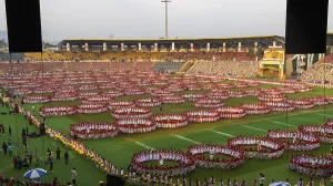 Several thousands of dancers perform traditional Jhumur dance