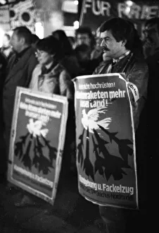 Thousands of mainly young people demonstrated for disarmament in East and West