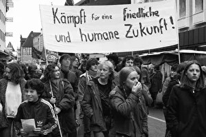 Thousands of mainly young people demonstrated for disarmament in East and West