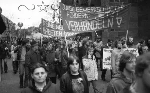 Thousands of mainly young people demonstrated for disarmament in East and West