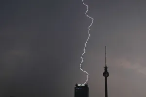 Thunderstorm, lightning, TV tower