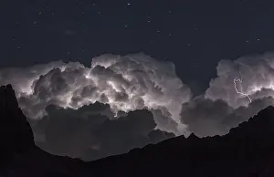 Framed Print : Thunderstorm in the night sky, view from the Tre Cime di Lavaredo area Framed Print : Thunderstorm in the night sky, view from the Tre Cime di Lavaredo area