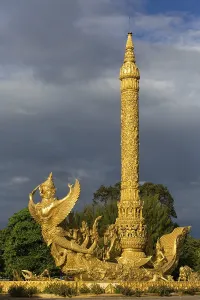 Thung Si Muang Park, Mueang, Garuda figure in front of the Golden Giant Candle