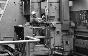 The Thyssen pipe mill, here in Duisburg in 1968