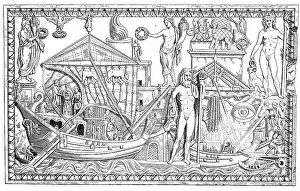 The Tiber harbour with merchant ships in Rome