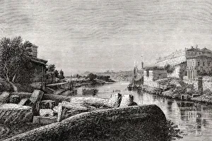 The Tiber river between St Michael Hospital and Aventine Hill