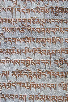 Tibetan Buddhist mantras carved in stone