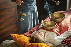Tibetan singing bowl in sound therapy