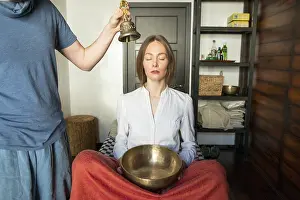 Tibetan singing bowl in sound therapy