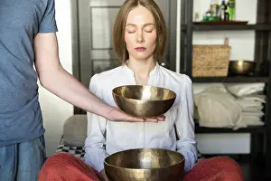Tibetan singing bowl in sound therapy