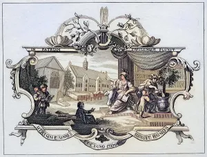 Ticket for Tiverton School feast 1740 From The Works of Hogarth published London 1833