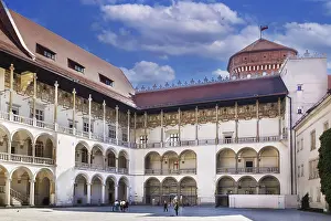 The tiered arcades of Sigismund I the Old in the Italian Renaissance courtyard within Wawel Castle