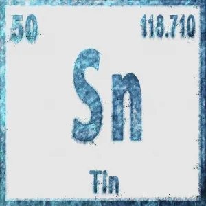 Tin Chemical Element in Blue on White Background