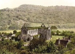 Tintern Abbey, a ruined abbey in the Welsh Wye Valley near the village of Tintern