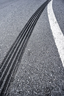 Category Scandinavia Prints: Tire tracks on a road, skid marks, Norway, Europe