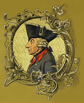 Title page of a book with Frederick the Great also known as Frederick II
