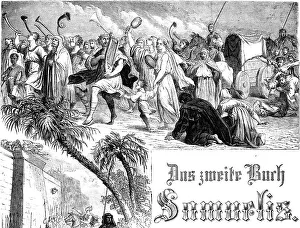 Title page, crowd, riders, chariot