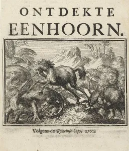 Title page for the pamphlet, The Discovered Unicorn