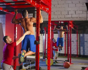 Toes to bar man pull-ups personal trainer 2 bars workout