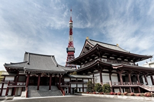 Tokyo Tower behind Koshoden and ZOjOji Temple