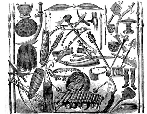 Tools, instruments, jewellery and weapons of the African peoples in 1880