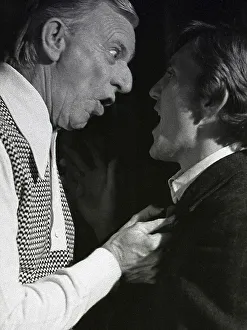 Toowoomba, Australia, circa 1980: Two actors in a bitter argument on stage