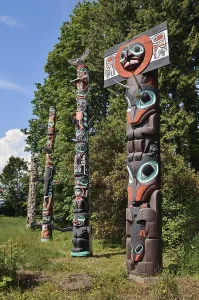 Totem poles, Chief Skedans Mortuary Totem Pole and Ga'akstalas Totem Pole
