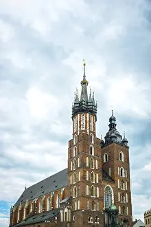 Tourist architectural attractions in the market square of Krakow