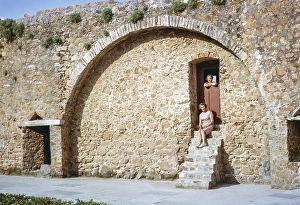 Tourists inside, Fort of Saint John the Baptist, Fort of Sao Joao Baptista, Fort of the Berlengas, Berlenga Grande island, Portugal, Europe 1965, Europe