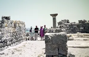 Tourists visiting an archaeological site, Kos, Greece 1970s