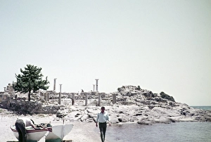 Tourists visiting an archaeological site, Kos, Greece 1970s