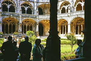 Tourists visiting the Jeronimos Monastery or Hieronymites Monastery, Lisbon, Portugal, Europe 1965, Europe