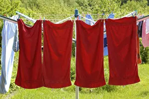 Towels on clothesline