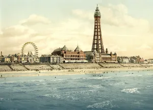 The tower in Blackpool, beach, promenade