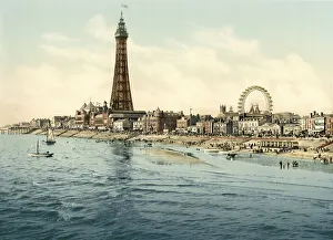 The tower in Blackpool, beach, promenade
