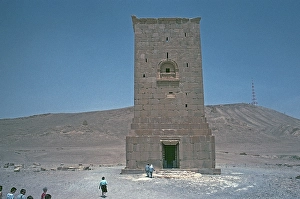 Tower tomb of Elahbel in the Valley of the Tombs, Western Necropolis, Palmyra, Syria, May 1987, vintage, retro, old, historical, Asia