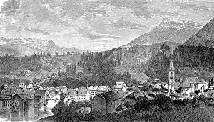 The town of Aussee in the Salzkammergut in Austria in 1881