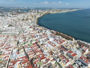 The town of Cadiz with the old quarter in the foreground