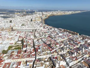 The town of Cadiz with the old quarter in the foreground