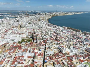 The town of Cadiz with the old quarter in the foreground