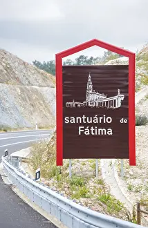 Town entrance sign of the pilgrimage town Fatima