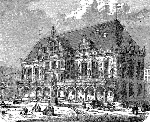 The town hall in Bremen with the Roland