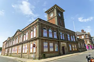Town Hall municipal building boarded up for redevelopment