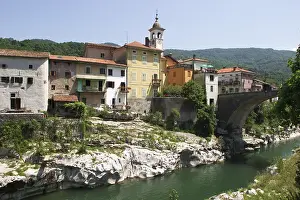 The town of Kanal with the river Soca - Slovenia